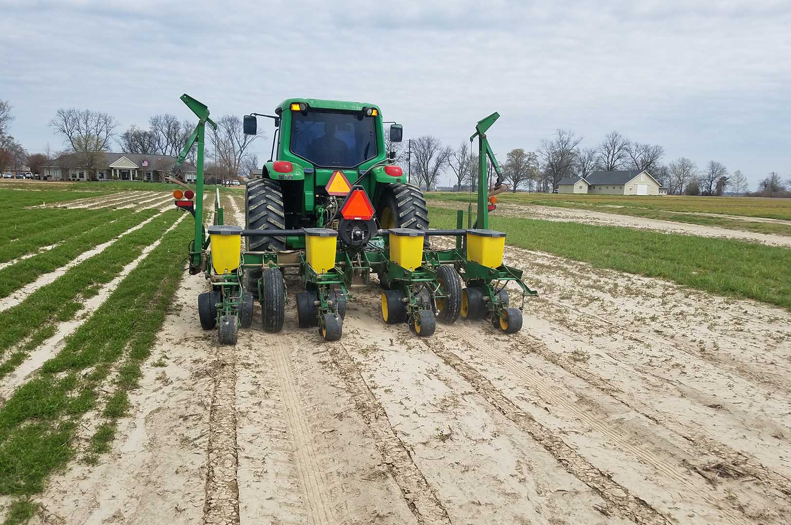 Planting cover crops at the Delta Research and Extension Center in Stoneville. (Photo by Kenner Patton)