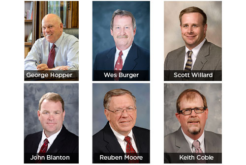 George Hopper, Wes Burger, Scott Willard, John Blanton, Reuben Moore, and Keith Coble