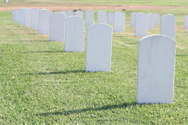 tombstones at cemetary