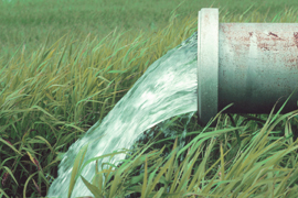 water running from drainage pipe